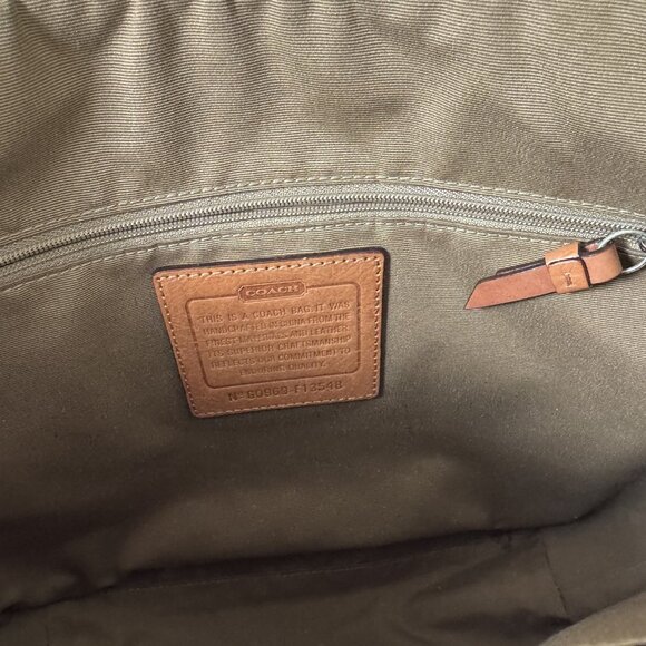 Coach Signature Stripe Purse Tote Shoulder Bag Khaki & Powder Blue F13548 - Picture 9 of 10